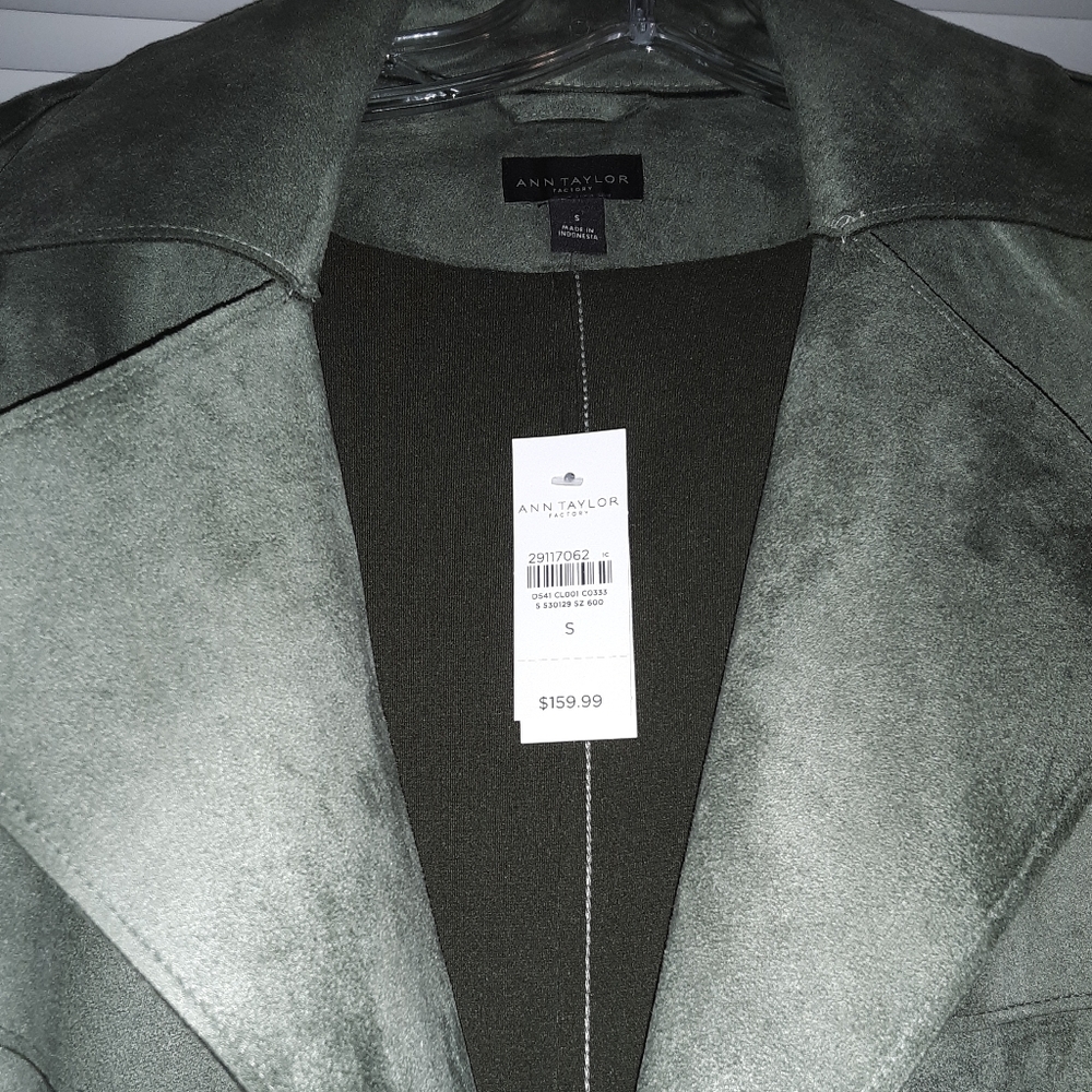 ATF Olive Green Faux Suede Trench Jacket. Size S. - Picture 4 of 8